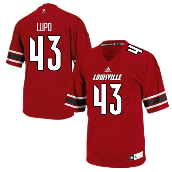 Men #43 Logan Lupo Louisville Cardinals College Football Jerseys Sale-Red - Click Image to Close